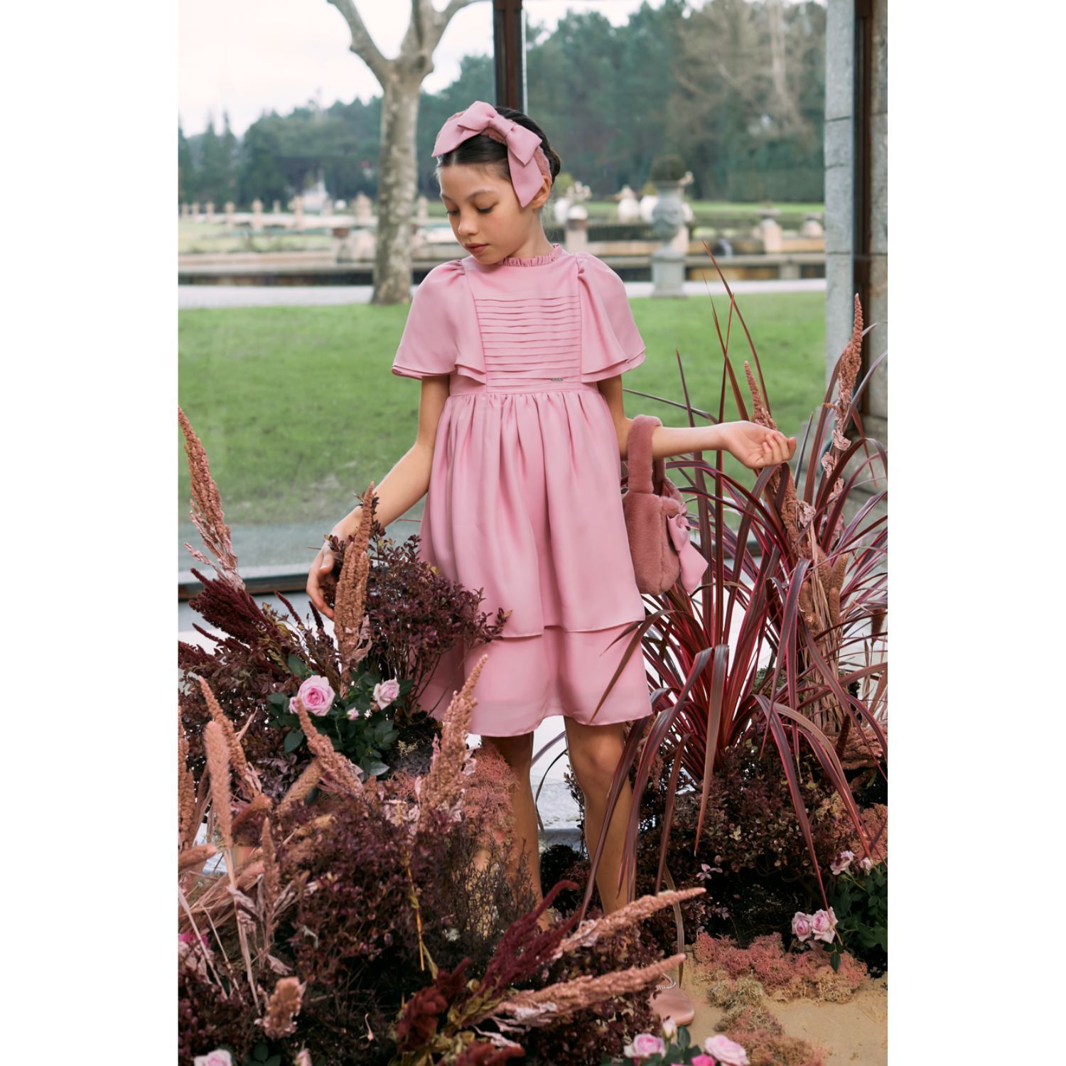 ربطة رأس بنات فرو باللون الوردي, 1, hi-res