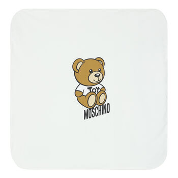 White Teddy Bear Logo Baby Blanket