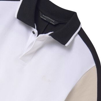 Boys White Colourblock Polo Shirt