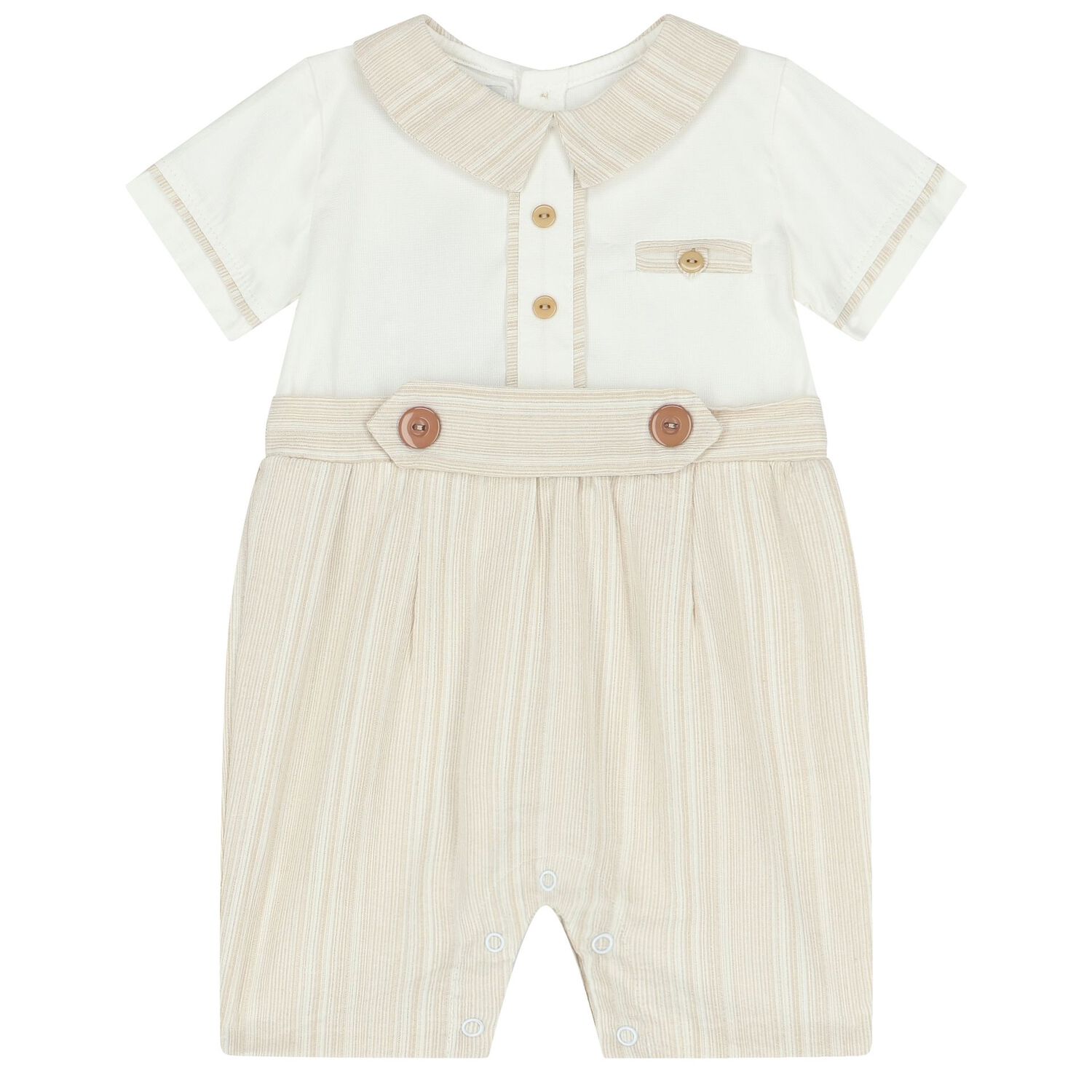Baby Boys Ivory & Beige Romper Set, 1, hi-res image number null