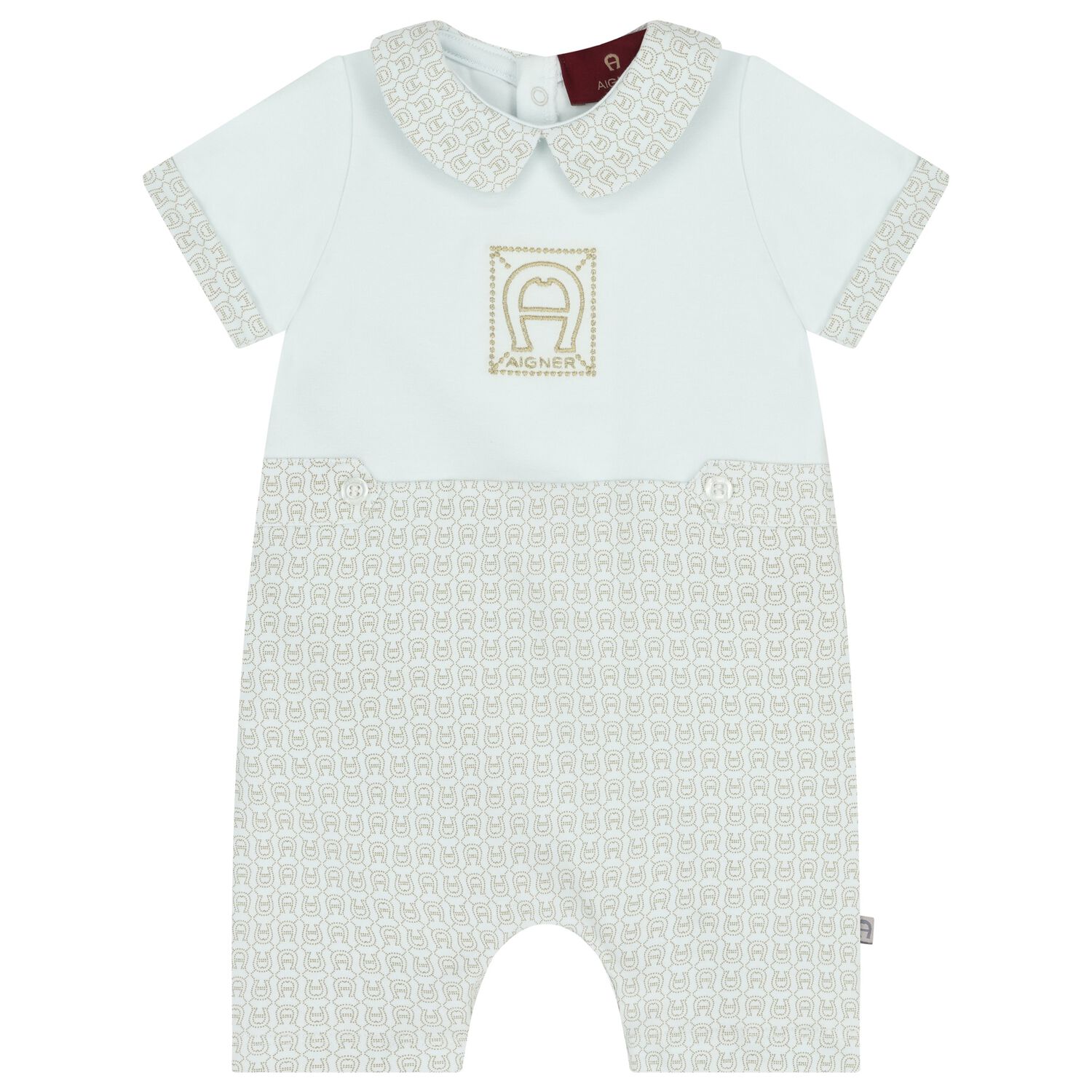 Baby Boys Blue & Gold Logo Romper, 2, hi-res