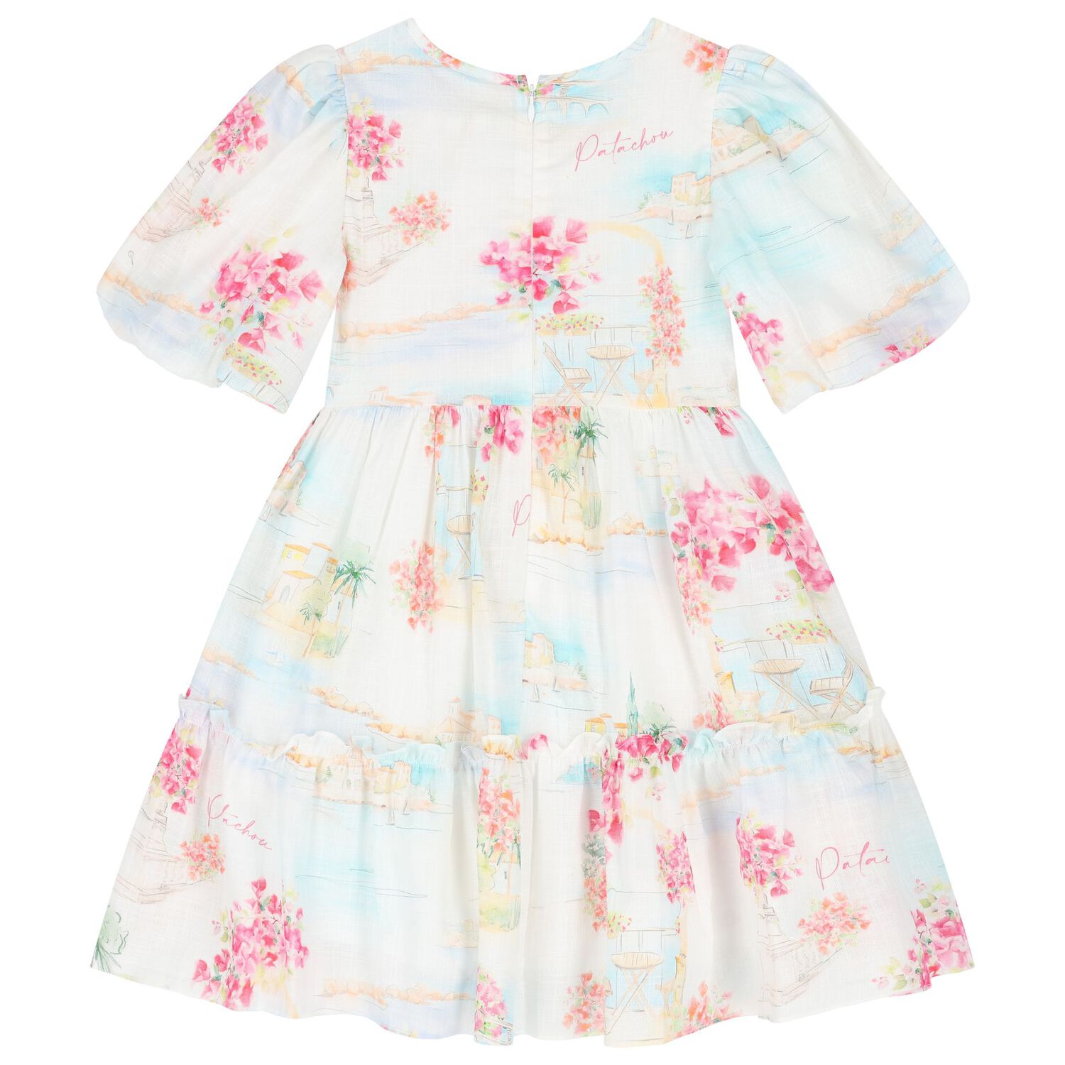 Girls White Floral Dress, 1, hi-res