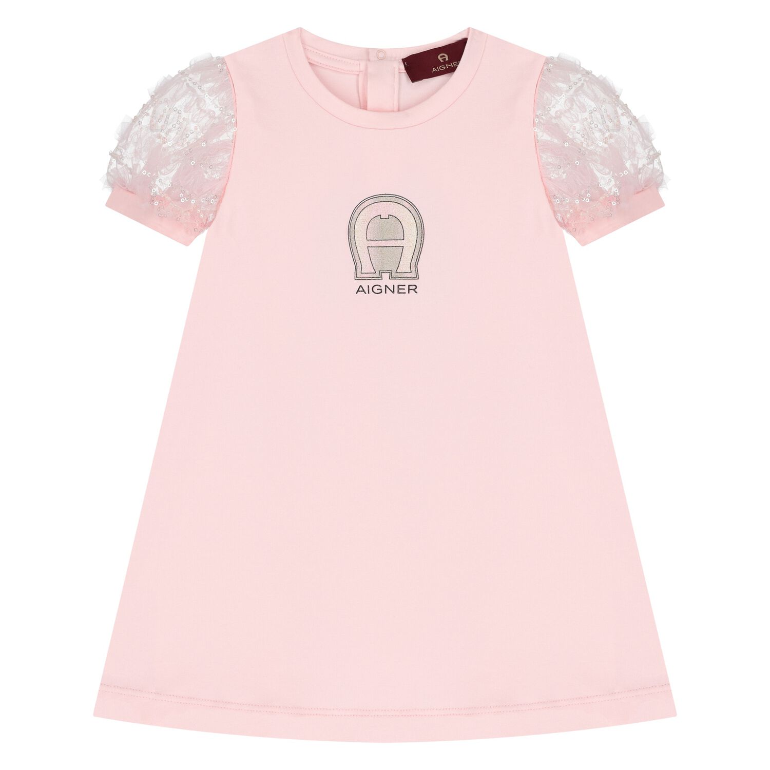 Younger Girls Pink Logo Dress, 2, hi-res