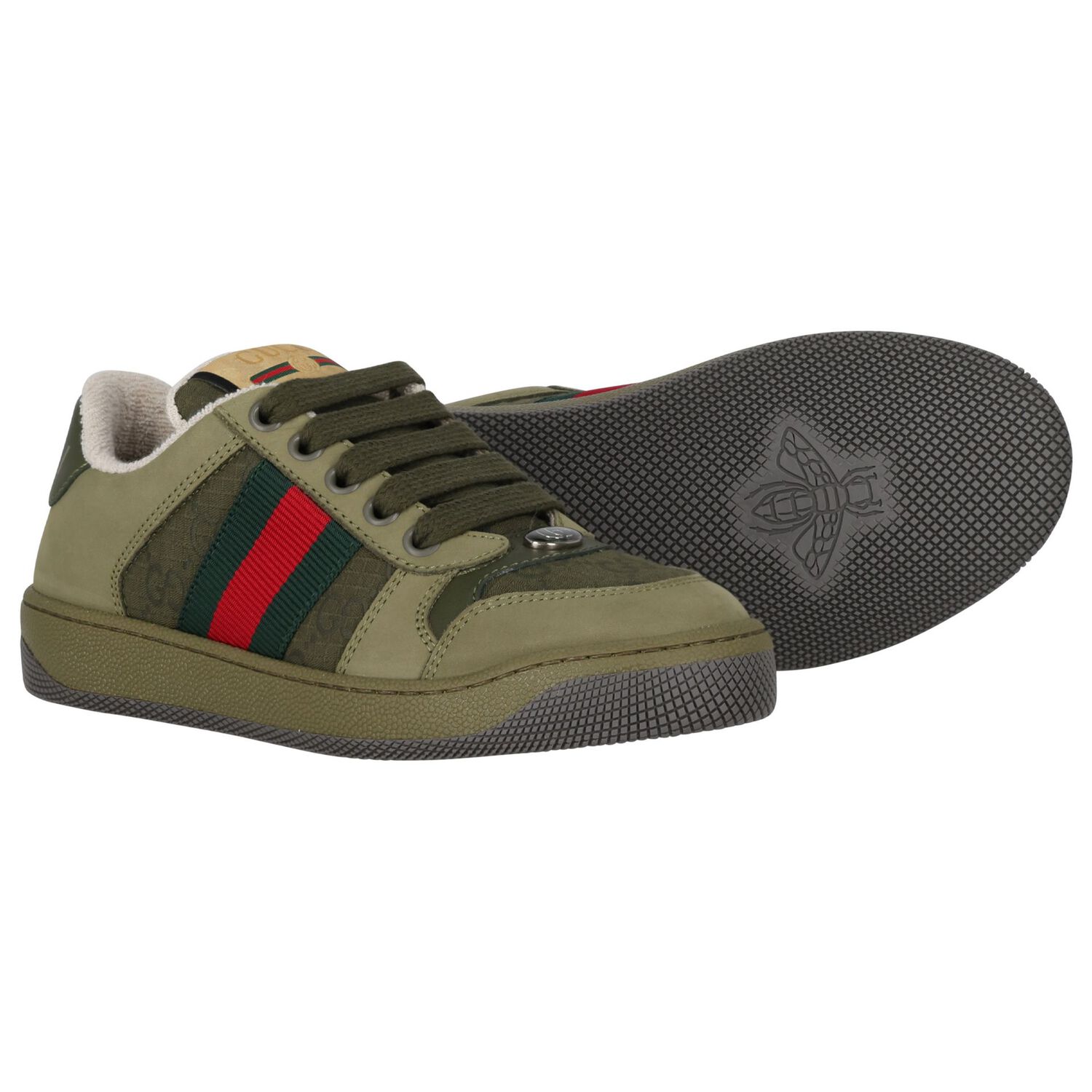 Green Web Striped Logo Trainers, 1, hi-res