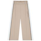 Girls Beige & Ivory Logo Trousers, 1, hi-res