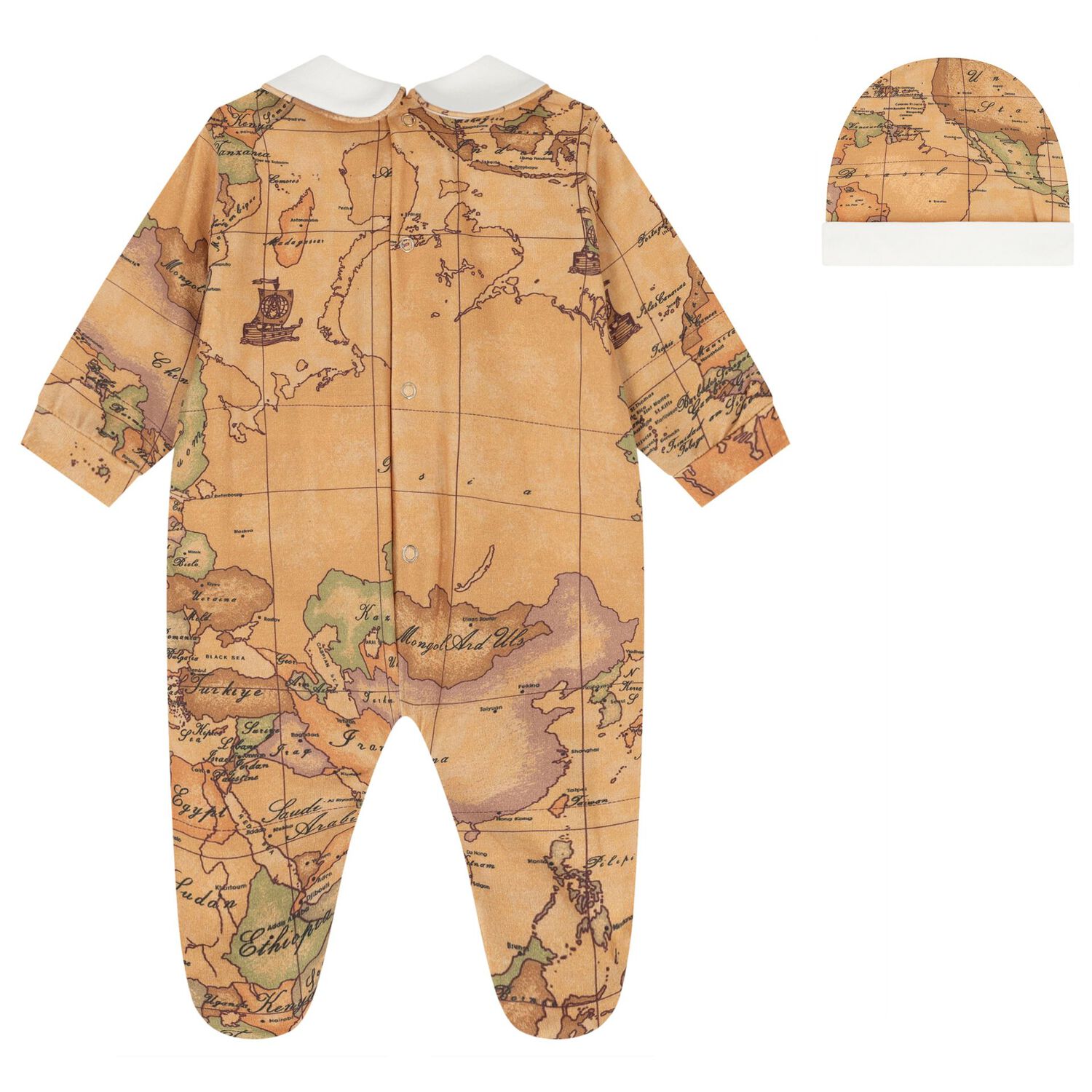 Ivory & Beige Geo Map Babygrow Gift Set, 2, hi-res