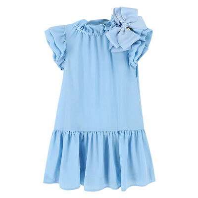 Girls Blue Bow Dress