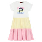 Girls Pink & White Logo Dress, 1, hi-res
