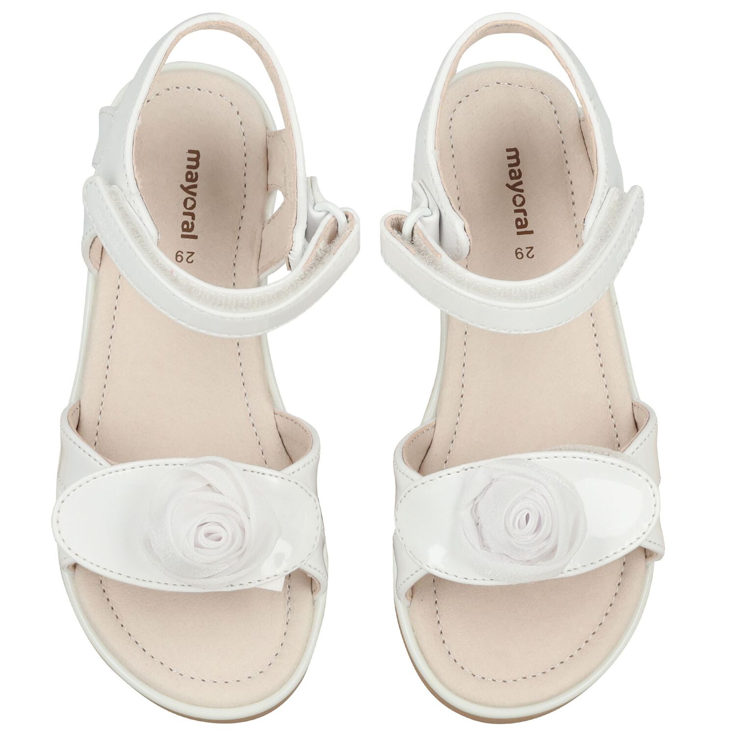 Girls White Logo Flower Sandals , 1, hi-res