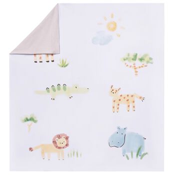 Baby Boys White & Beige Safari Blanket