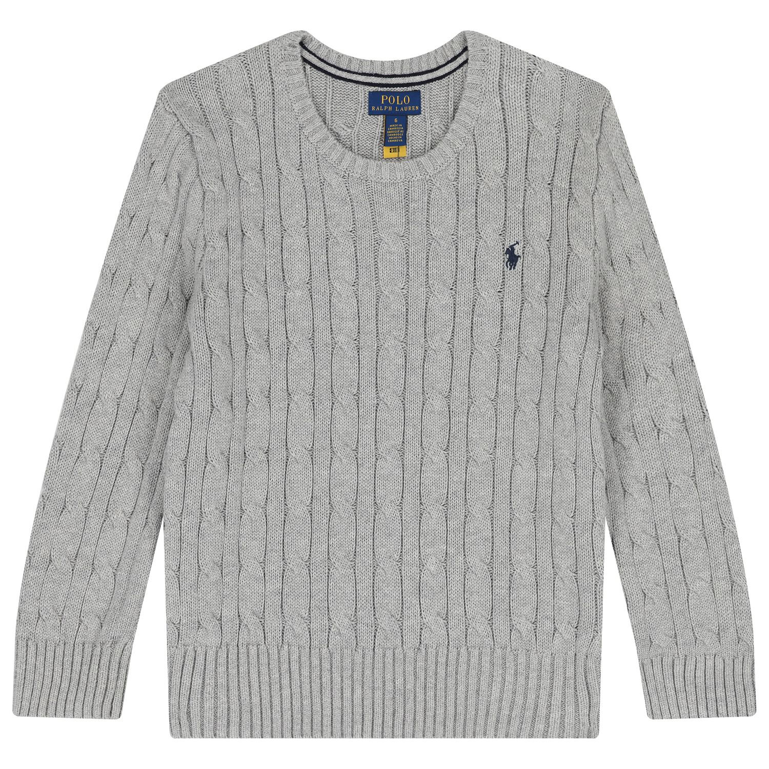 Grey Logo Cable Knit Jumper, 1, hi-res image number null