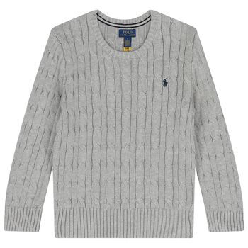 Girls Grey Logo Knitted Jumper