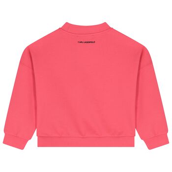 سويت شيرت بنات بشعار باللون الوردي