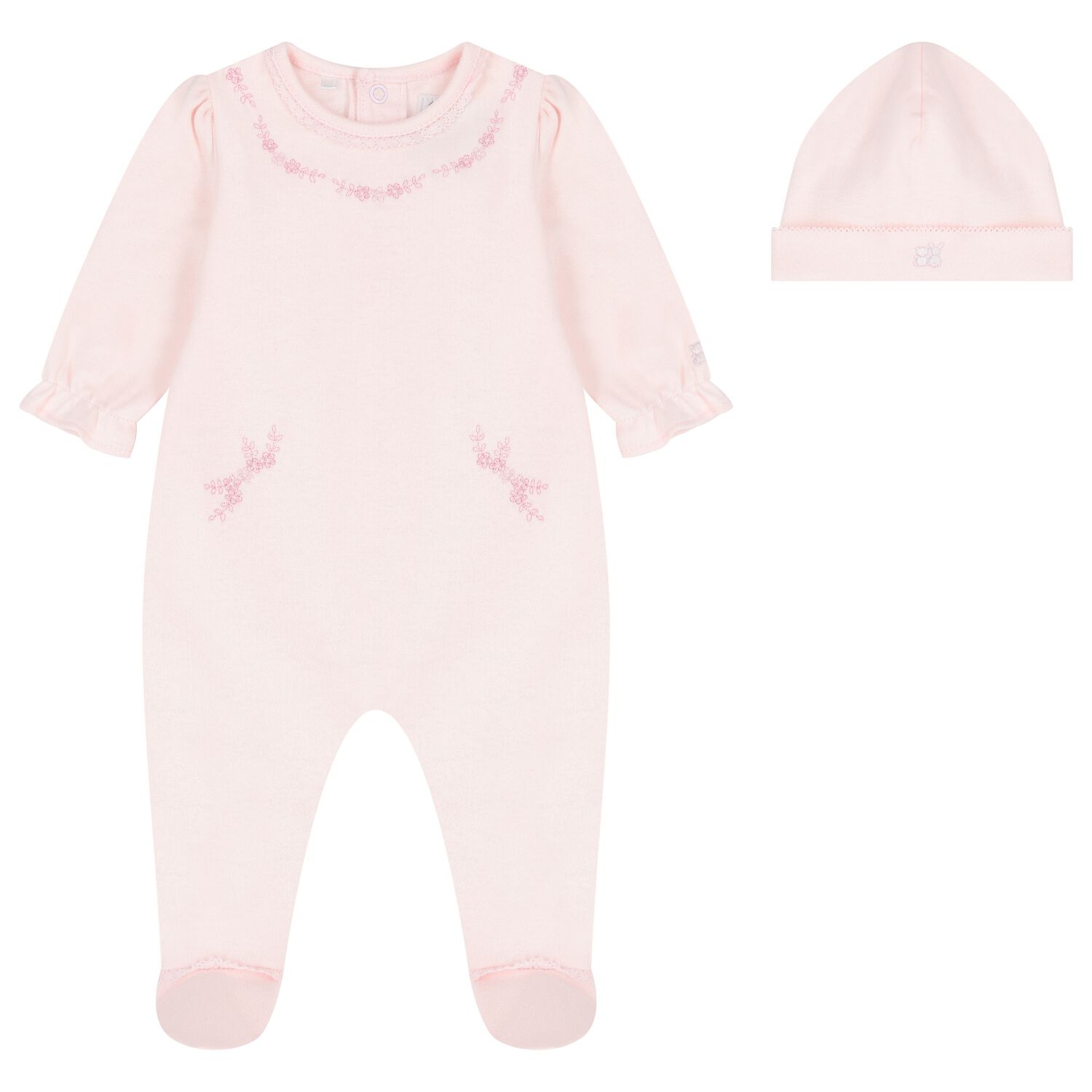 Baby Girls Pink Floral Babygrow Set, 1, hi-res