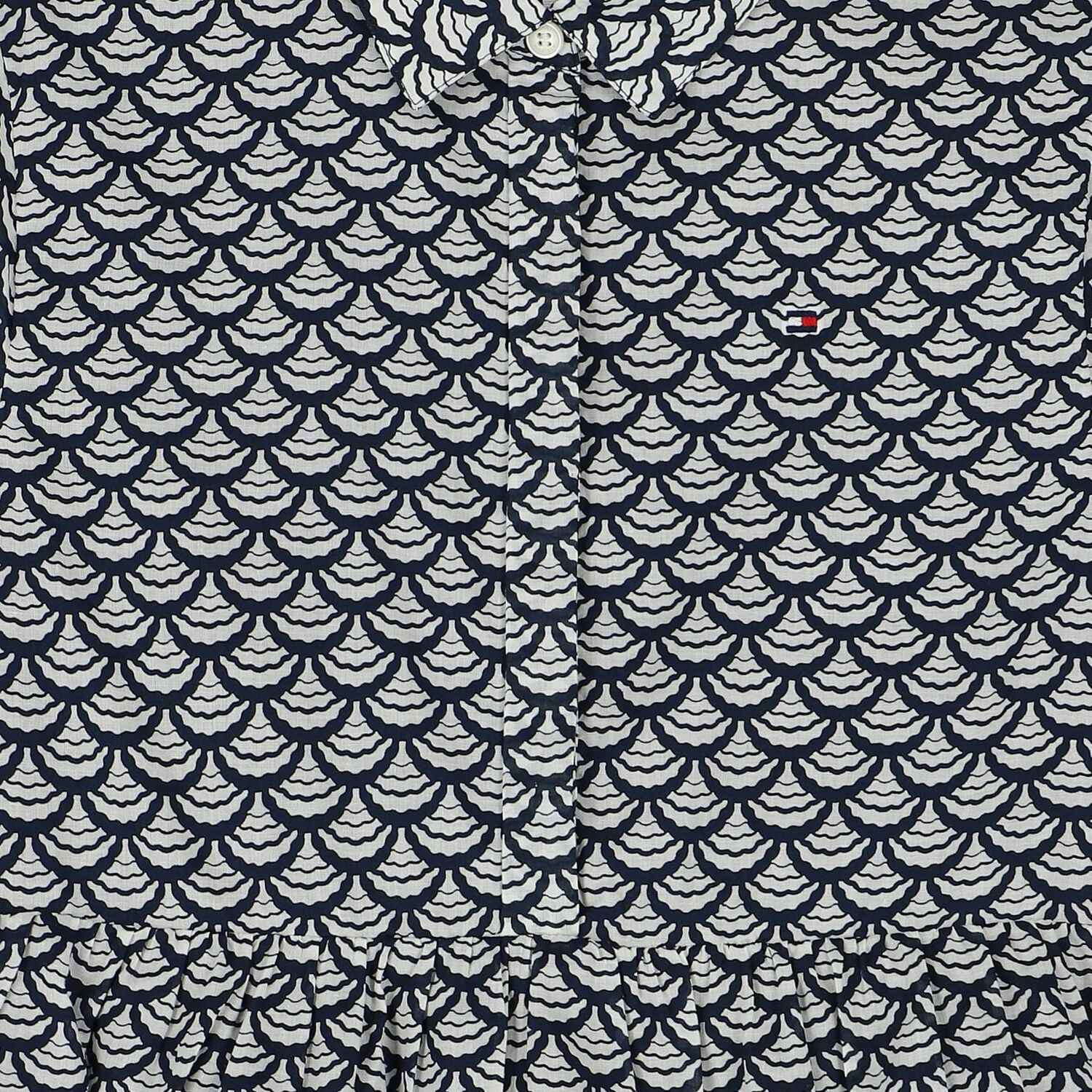 Girls Navy Blue & Ivory Logo Dress, 1, hi-res