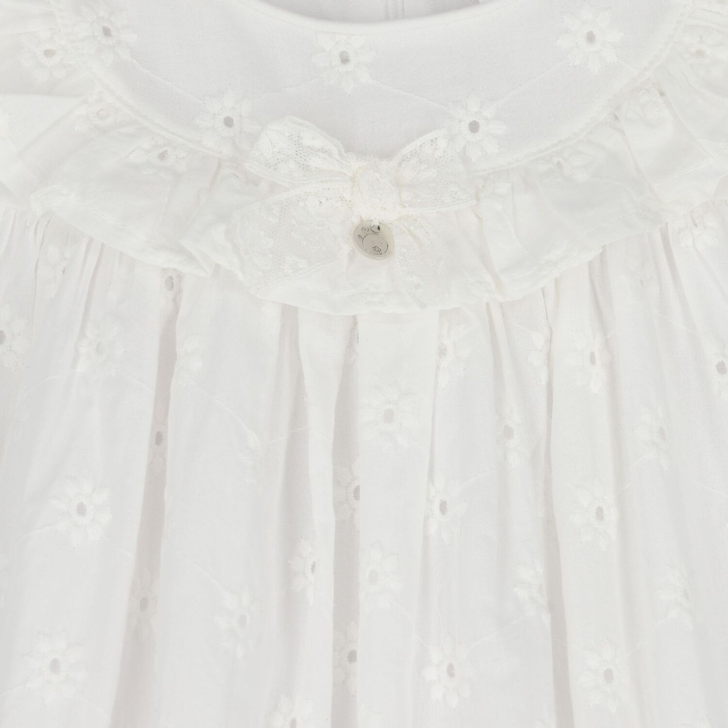 Baby Girls White Broderie Anglaise Dress Set, 1, hi-res