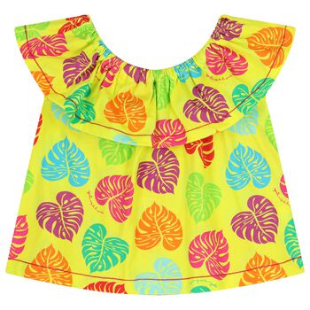 Girls Yellow Palm Leaves Top