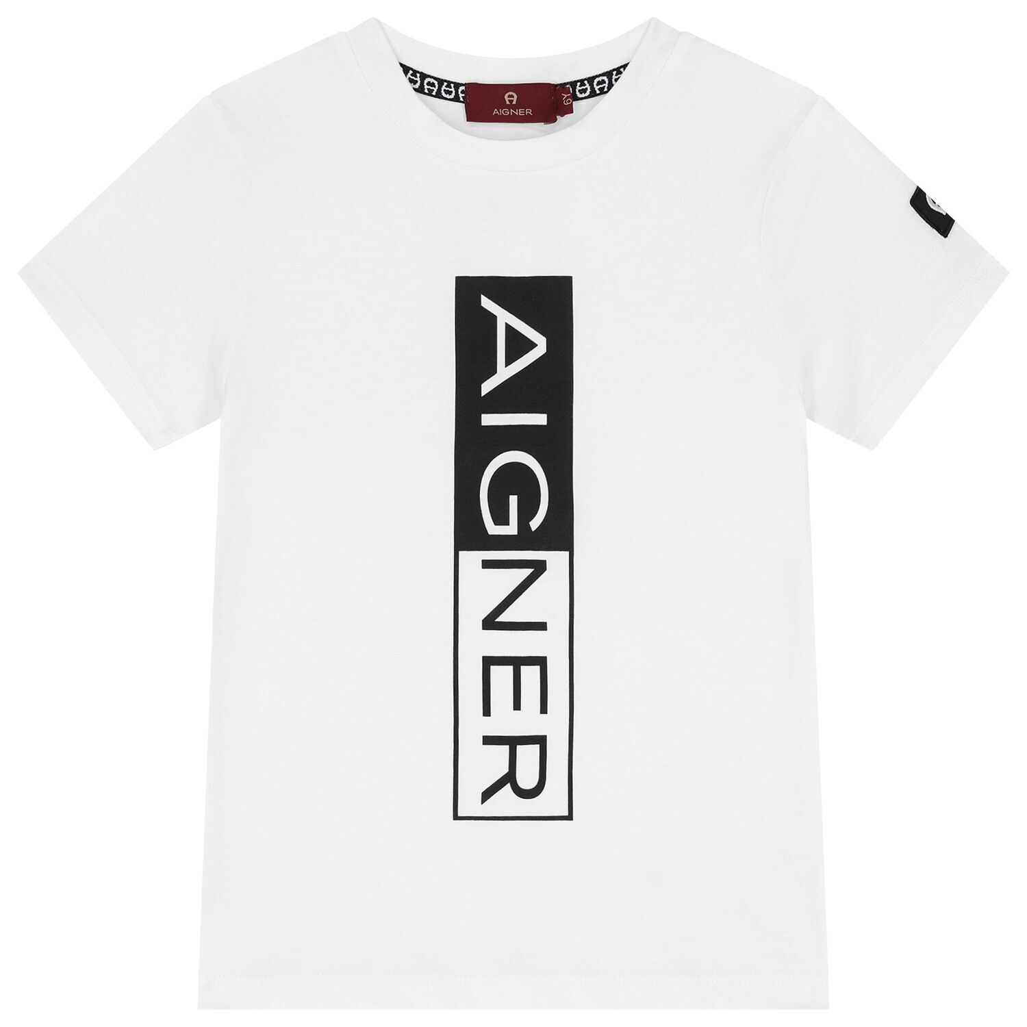 تي شيرت أولاد بالشعار باللون الابيض , 4, hi-res