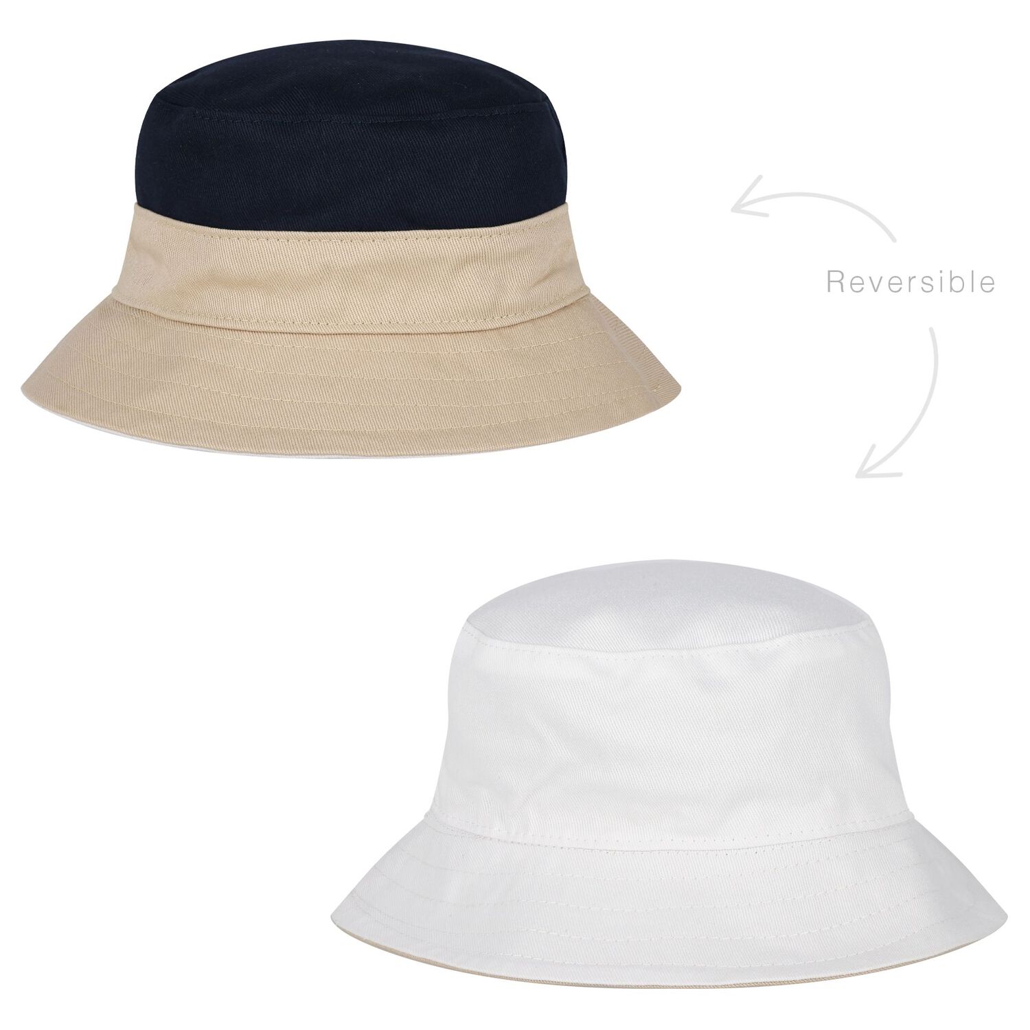 قبعة اولاد قابلة للعكس بالشعار باللون البيج والأزرق الداكن والأبيض للأطفال, 1, hi-res