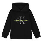 Boys Black Logo Hooded Top, 1, hi-res