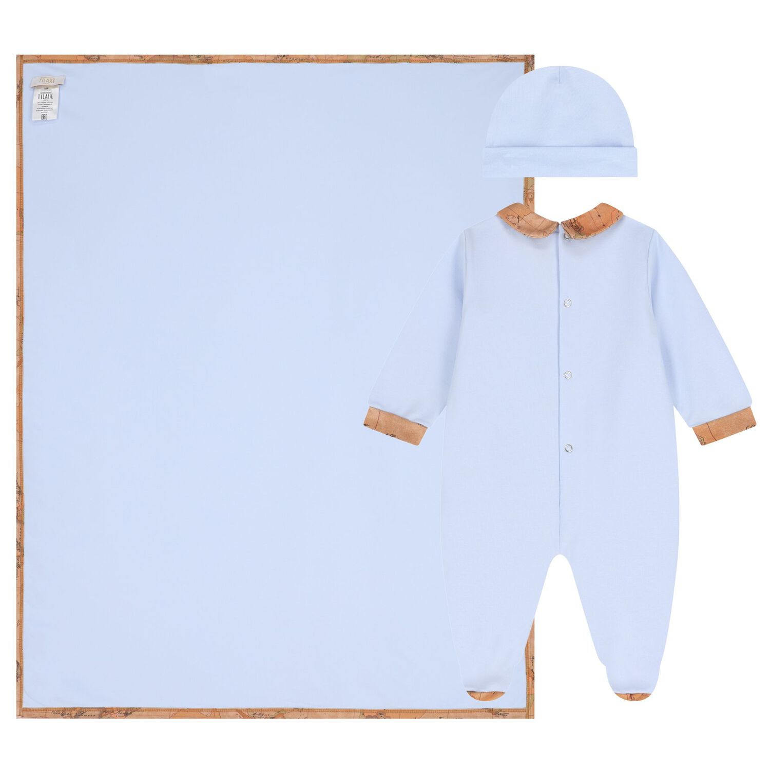 Baby Boys Blue & Beige Geo Map Babygrow Gift Set, 1, hi-res