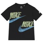 طقم شورت اولاد بالشعار باللون الاسود , 1, hi-res