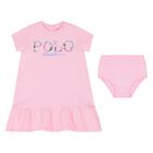  فستان  بنات جيرسي قطني بطبعة الزهور باللون الوردي  للأطفال , 1, hi-res