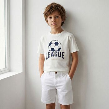 Boys White Football T-Shirt