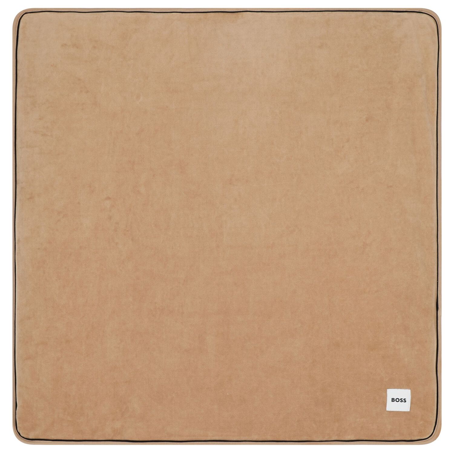 بطانيه مبطنه بالشعار باللون الابيض والبيج , 1, hi-res