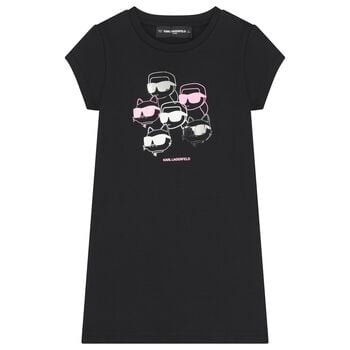 Girls Black Choupette & Karl T-Shirt Dress