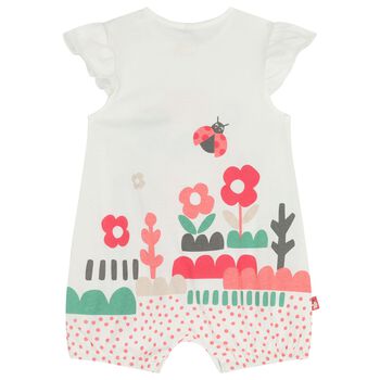 Baby Girls White Ladybug Romper