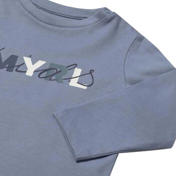 Younger Boys Blue Logo Long Sleeve Top