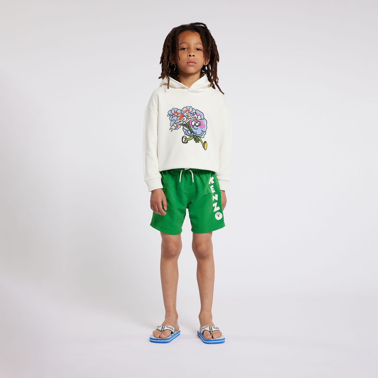 Boys Green Logo Swim Shorts, 1, hi-res