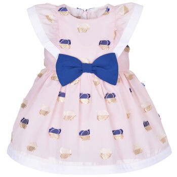 Baby Girls Pink & Blue Jacquard Dress Set
