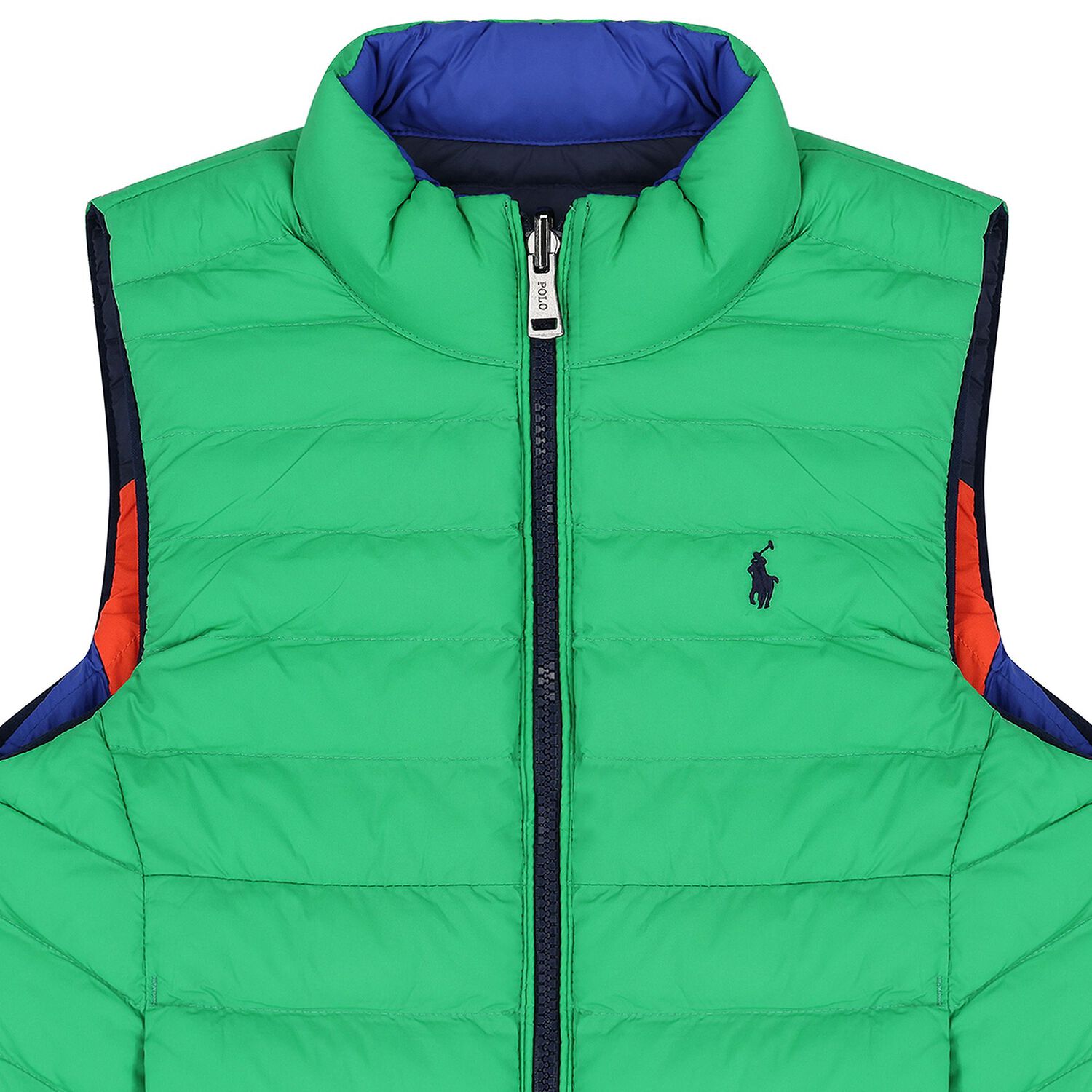 Boys Orange, Navy & Green Reversible Gilet, 1, hi-res image number null