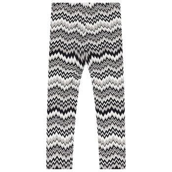 Girls Black & White Zigzag Leggings