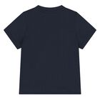 Younger Boys Navy Blue Logo T-Shirt, 3, hi-res