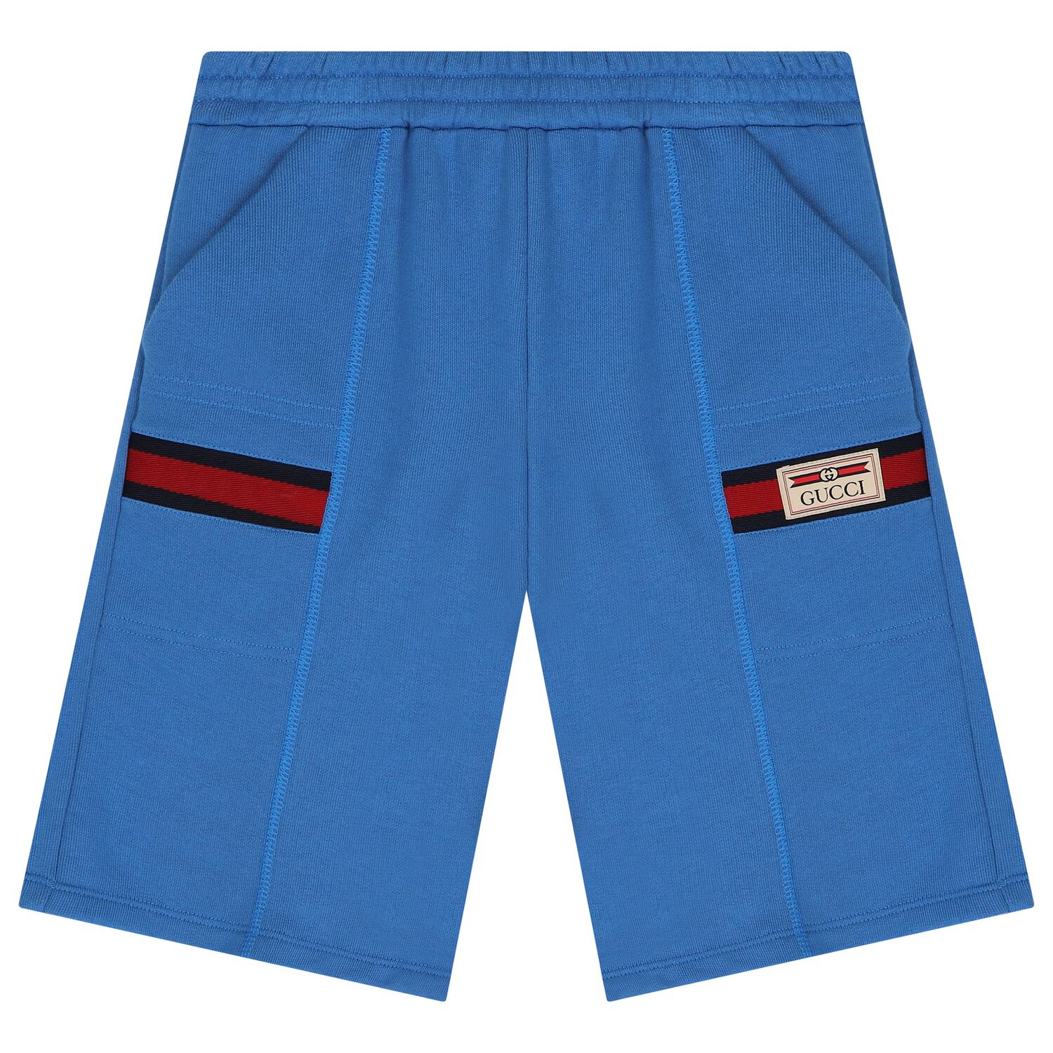Boys Blue Logo Shorts, 1, hi-res