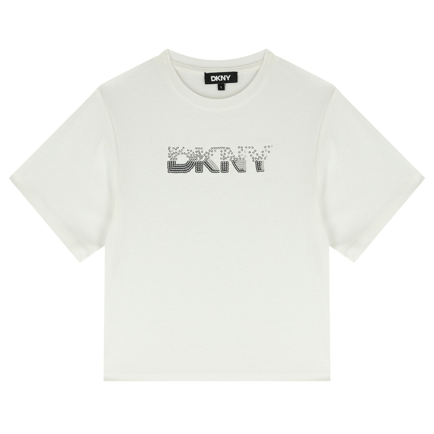 تيشيرت بنات بالشعار باللون الابيض , 1, hi-res