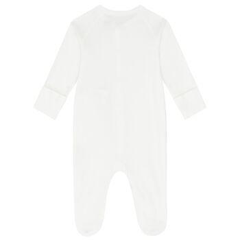 White Cotton Logo Babygrow