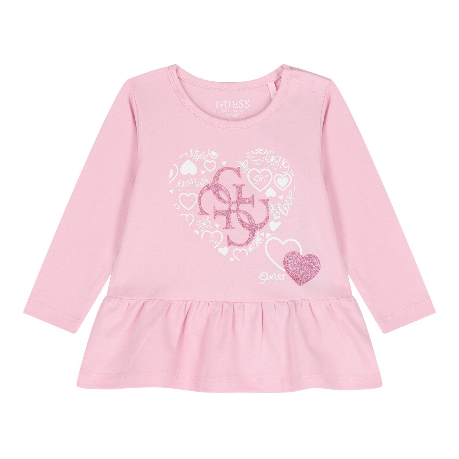 طقم بنطال ضيق بشعار وردي وأزرق للبنات الصغار, 1, hi-res