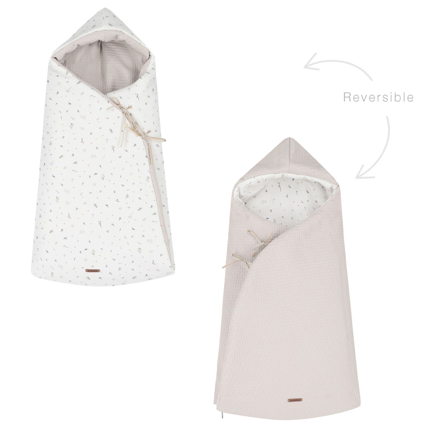 Ivory & Beige Hooded Reversible Baby Nest, 1, hi-res