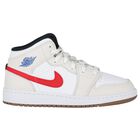 White & Grey Air Jordan 1 Mid Trainers, 8, hi-res