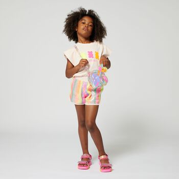 Girls Pink Embellished Logo Sandals