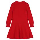 Girls Red Polo Bear Knitted Dress, 1, hi-res