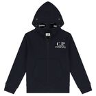 Boys Navy Blue Logo Zip Up Top, 1, hi-res