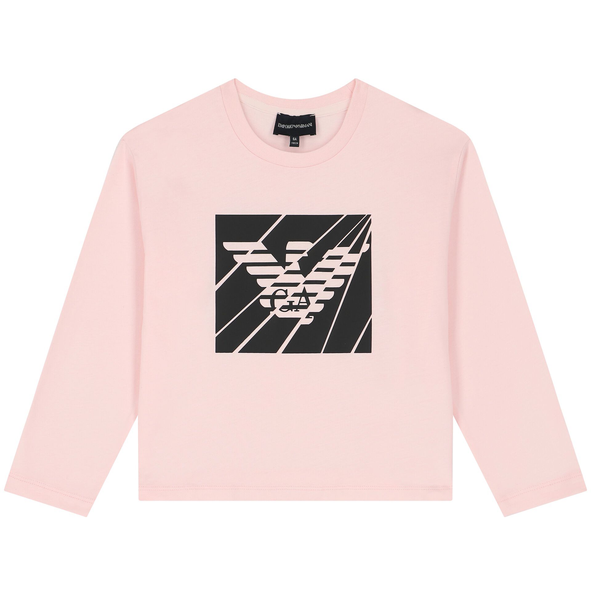 Emporio Armani Girls Pink Black Logo Long Sleeve Top Junior Couture QA