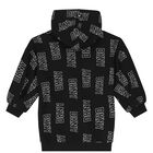 Girls Black Logo Hooded Dress, 1, hi-res