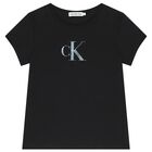 Girls Black Logo T-Shirt, 1, hi-res