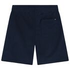 Boys Navy Blue Logo Shorts, 1, hi-res